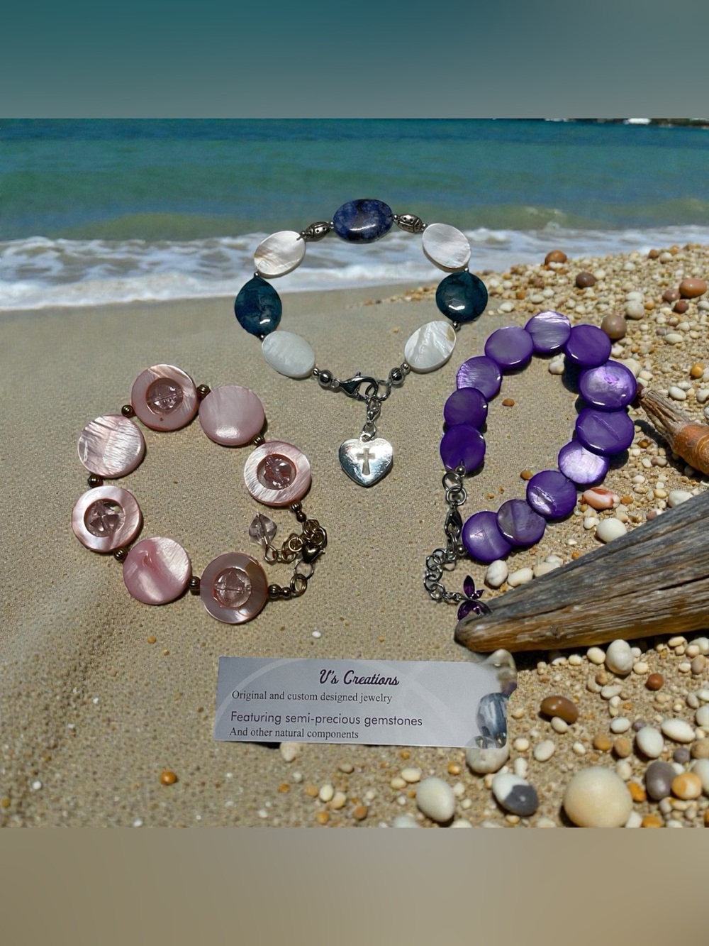 Set of 3 Mother of Pearl bracelets Handmade Women’s Jewelry